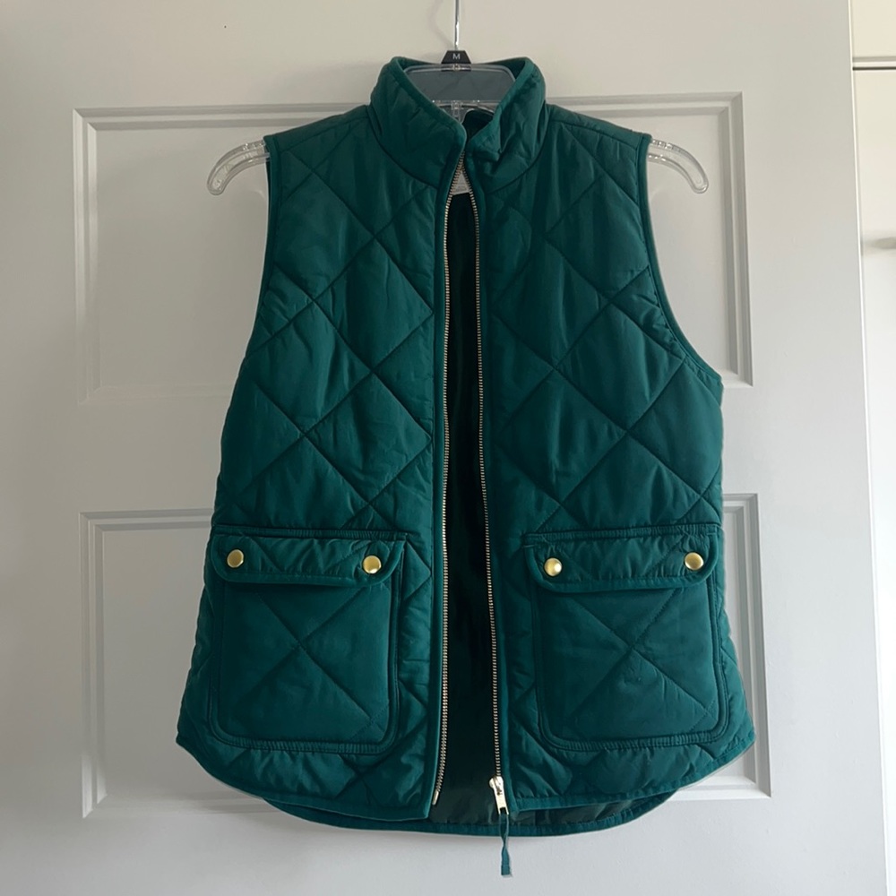 Women’s J Crew emerald green vest with gold details